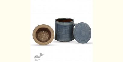 Nakshikathaa ✠ Blue Washed Mug with Filter & Lid