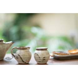 Nakshikathaa ✠ Sugar pot and Milk Jug (Off White/Brown) 