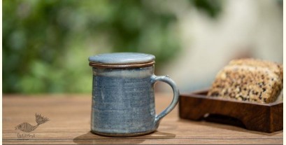 Nakshikathaa ✠ Blue Washed Mug with Filter & Lid