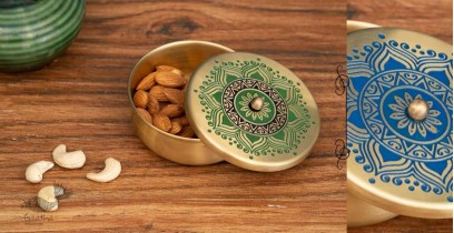 Nakshikathaa ✠ Brass Nut Bowl / Storage Container ( Three Color Options )