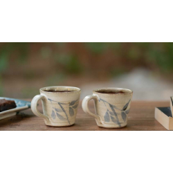 Nakshikathaa ✠ White and Blue Cups - Set of 2