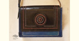 The nomad within me ♠ Kutchi Leather Bags - Blue black punch work sling ♠ 11