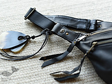 The Blue Lotus | Leather Black Waist Bag