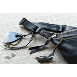 The Blue Lotus | Leather Black Waist Bag