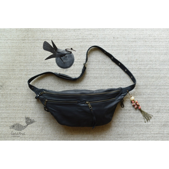 shop Leather Waist Purse - Black