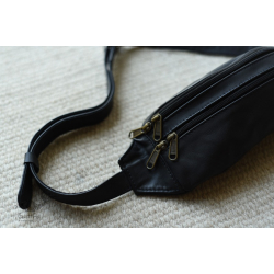 The Blue Lotus | Leather Waist Bag in Black Color