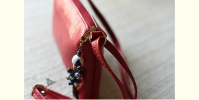 The Blue Lotus | Leather Red Sling Bag / Purse