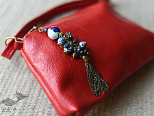 The Blue Lotus | Leather Red Sling Bag / Purse