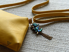 The Blue Lotus | Leather Yellow Sling Bag