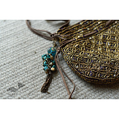 The Blue Lotus | Potli Hand Bag with Leather Belts