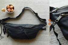 The Blue Lotus | Leather Black Waist Bag