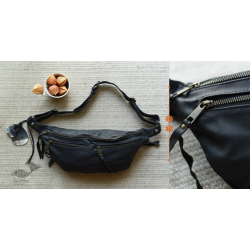 The Blue Lotus | Leather Black Waist Bag