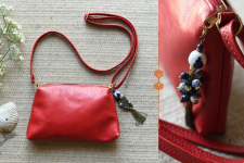 The Blue Lotus | Leather Red Sling Bag / Purse