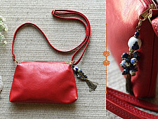 The Blue Lotus | Leather Red Sling Bag / Purse