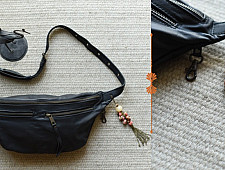 The Blue Lotus | Leather Waist Purse - Black