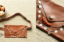 The Blue Lotus | Leather Waist Purse / Mobile Cover