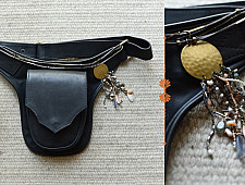 The Blue Lotus | Leather Waist Purse in Black Color