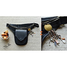 The Blue Lotus | Leather Waist Purse in Black Color