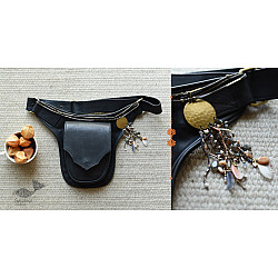 The Blue Lotus | Leather Waist Purse in Black Color