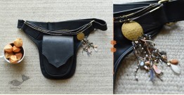 The Blue Lotus | Leather Waist Purse in Black Color