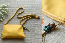 The Blue Lotus | Leather Yellow Sling Bag