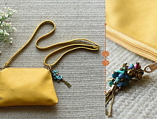 The Blue Lotus | Leather Yellow Sling Bag