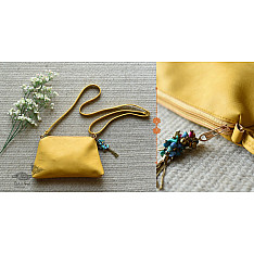 The Blue Lotus | Leather Yellow Sling Bag