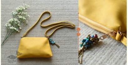 The Blue Lotus | Leather Yellow Sling Bag