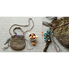 The Blue Lotus | Potli Hand Bag with Leather Belts