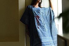 JUNO ~ Block Printed Pure Cotton Kaftan | Indigo