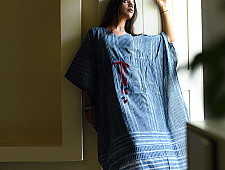 JUNO ~ Block Printed Pure Cotton Kaftan | Indigo