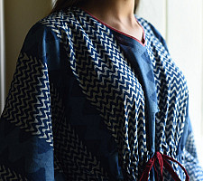 JUNO ~ Indigo Block Print Cotton Kaftan for Women