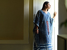 JUNO ~ Handmade Indigo Block Print Cotton Kaftan