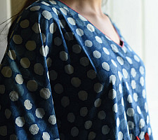JUNO ~ Handmade Indigo Block Print Cotton Kaftan