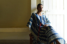 JUNO ~ Dabu Print Indigo Cotton Kaftan for Women