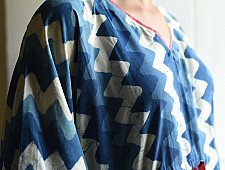 JUNO ~ Dabu Print Indigo Cotton Kaftan for Women