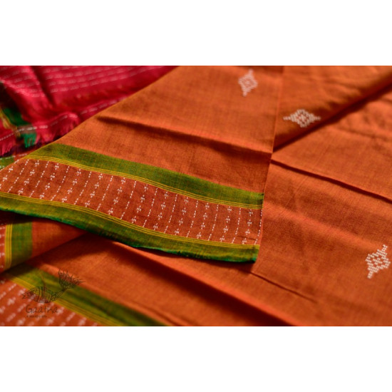 Shop handloom thalapathara orange cotton saree