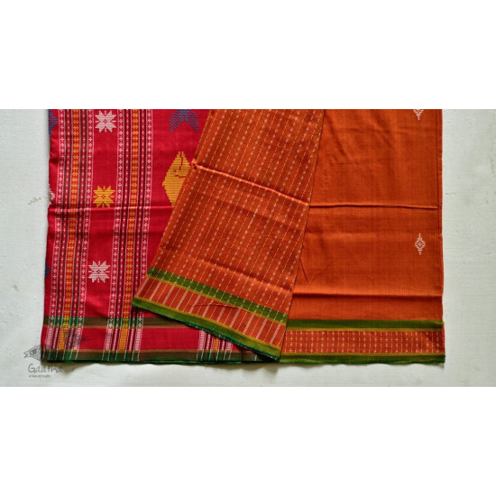 Shop handloom thalapathara orange cotton saree