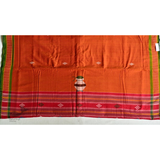 Shop handloom thalapathara orange cotton saree