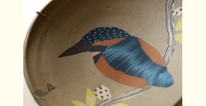  Handmade Ceramic Wall Plate ( 8" x 8 " ) - Kingfisher Bird - 16