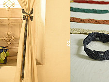 Knotted ▣ Dash and Diamond Double Length Hand-Knotted Curtain Tie-back (Set of 2)