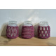 Hand knotted Candle Jar - Burgundy