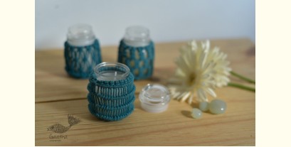 Once & Again ▣ Hand-Knotted Candle Jar ▣ Sapphire Blue (Three Design Options) 