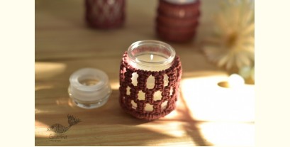 Once & Again ▣ Hand-Knotted Candle Jar ▣ Crimson Red (Three Design Options) 
