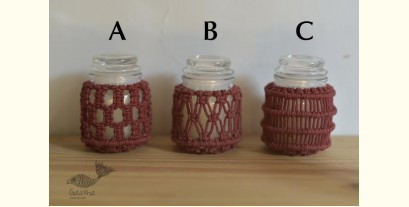 Once & Again ▣ Hand-Knotted Candle Jar ▣ Crimson Red (Three Design Options) 