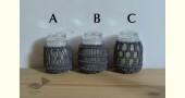 Hand knotted Candle Jar - grey