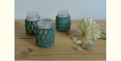Once & Again ▣ Hand-Knotted Candle Jar ▣ Mint Green (Three Design Options) 