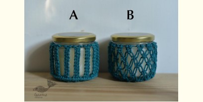 Once & Again ▣ Hand-Knotted Candle Jar ▣ Sapphire Blue (Two Design Options) 