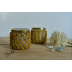 Once & Again ▣ Hand-Knotted Candle Jar ▣ Mustard Yellow (Two Design Options) 