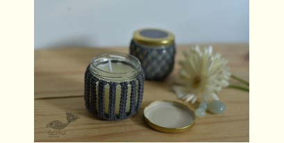 Once & Again ▣ Hand-Knotted Candle Jar ▣ Granite Blue (Two Design Options) 